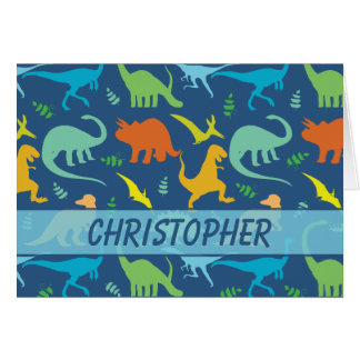 Colorful Dinosaur Pattern to Personalize Cards