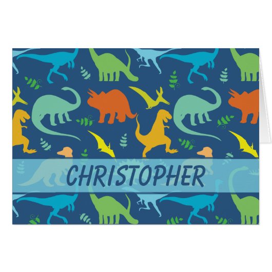 Colorful Dinosaur Pattern to Personalize Cards (Front Horizontal)
