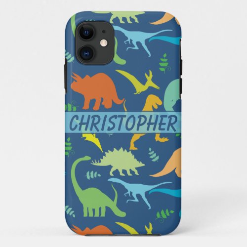Colorful Dinosaur Pattern to Personalize iPhone 11 Case