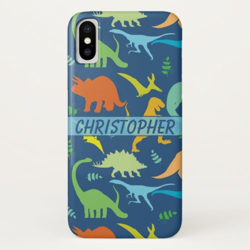 Colorful Dinosaur Pattern to Personalize iPhone XS Case