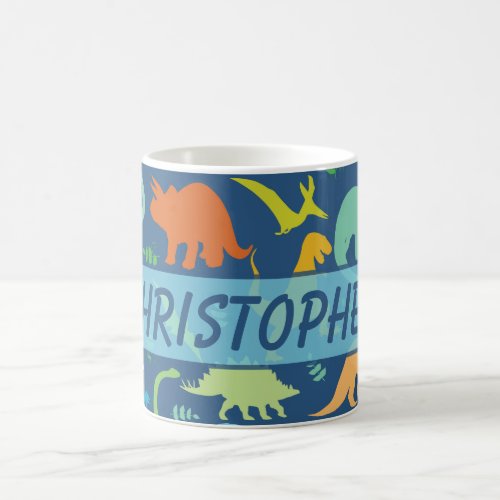 Colorful Dinosaur Pattern to Personalize Coffee Mug
