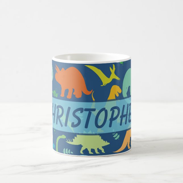 Colorful Dinosaur Pattern to Personalize Coffee Mug (Center)