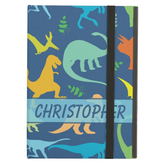 Colorful Dinosaur Pattern to Personalize iPad Air Cover (Front Closed)