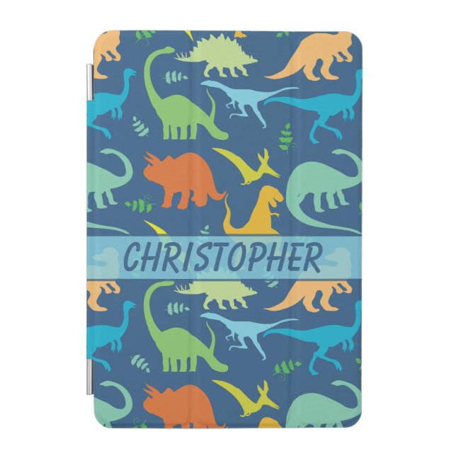 Colorful Dinosaur Pattern to Personalize iPad Mini Cover (Front)