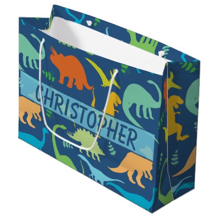 Colorful Dinosaur Pattern To Personalize Large Gift Bag