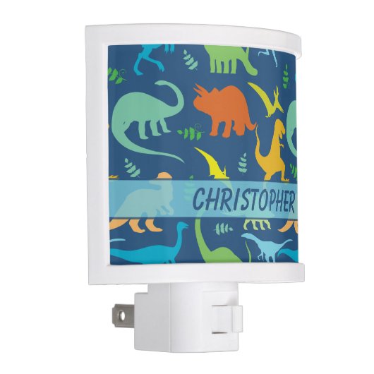 Colorful Dinosaur Pattern to Personalize Night Light (Right)