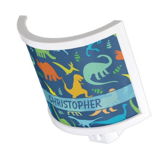 Colorful Dinosaur Pattern to Personalize Night Light (Angled)