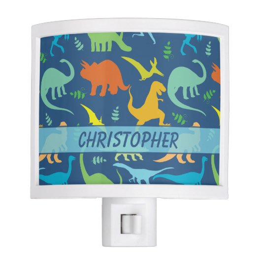 Colorful Dinosaur Pattern to Personalize Night Light (Front)