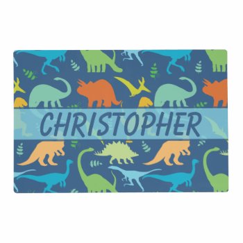 Colorful Dinosaur Pattern To Personalize Placemat by ironydesigns at Zazzle