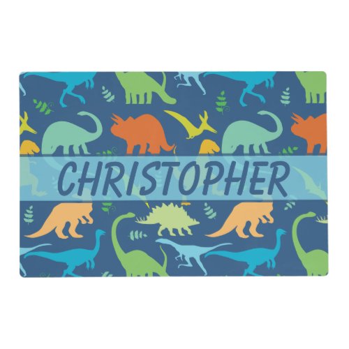 Colorful Dinosaur Pattern to Personalize Placemat