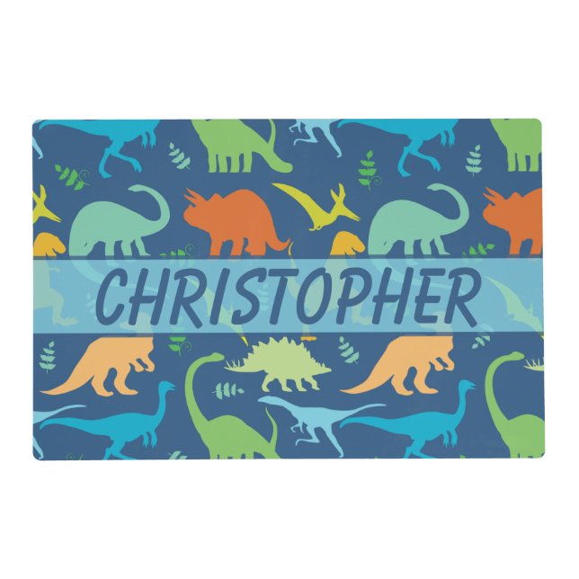 Colorful Dinosaur Pattern to Personalize Placemat (Front)