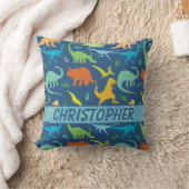 Colorful Dinosaur Pattern to Personalize Throw Pillow (Blanket)