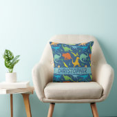 Colorful Dinosaur Pattern to Personalize Throw Pillow (Chair)