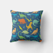 Colorful Dinosaur Pattern to Personalize Throw Pillow (Back)