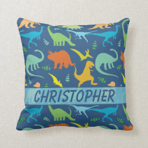 Colorful Dinosaur Pattern to Personalize Throw Pillow