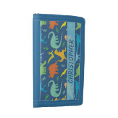 Colorful Dinosaur Pattern to Personalize Tri-fold Wallet (Side)