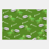 Colorful Dinosaur Pattern with Name Wrapping Paper Sheets (Front 2)