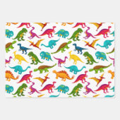 Colorful Dinosaur Pattern with Name Wrapping Paper Sheets (Front)