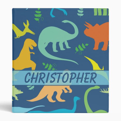 Colorful Dinosaur Personalize Binder