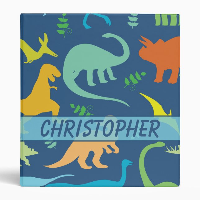 Colorful Dinosaur Personalize Binder (Front)