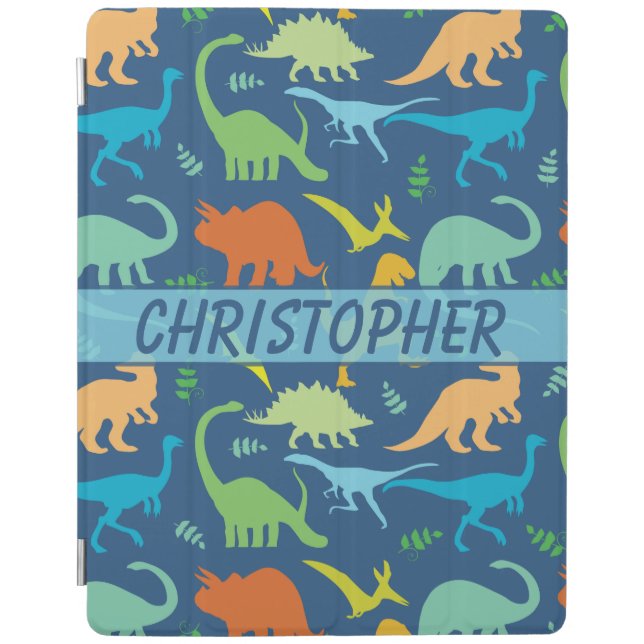 Colorful Dinosaur Personalize iPad Smart Cover (Front)