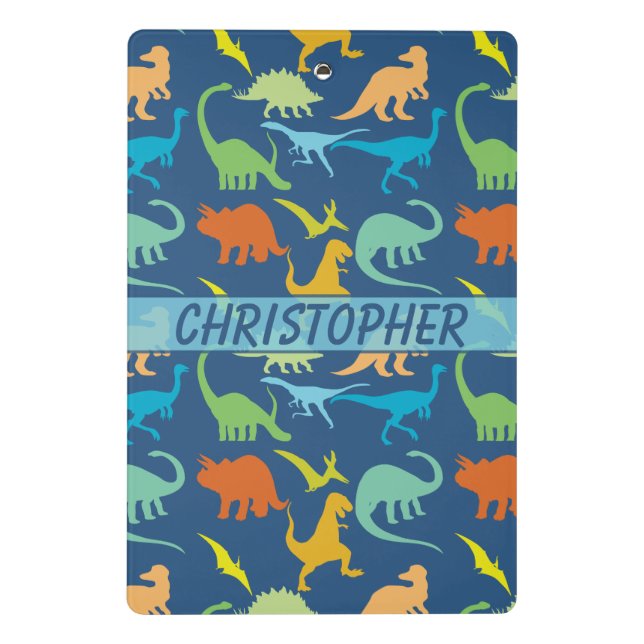 Colorful Dinosaur Personalize Mini Clipboard (Back)