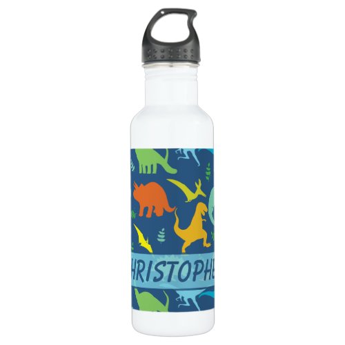 Colorful Dinosaur Personalize Water Bottle