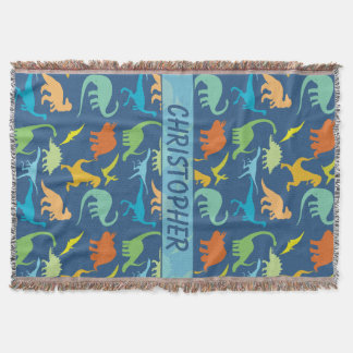 Colorful Dinosaur Personalized Throw Blanket