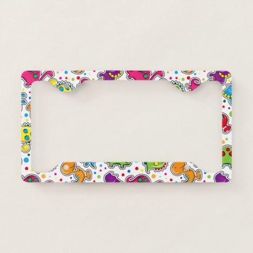 Colorful Dinosaur Seamless Pattern Dinosaur Seaml License Plate Frame