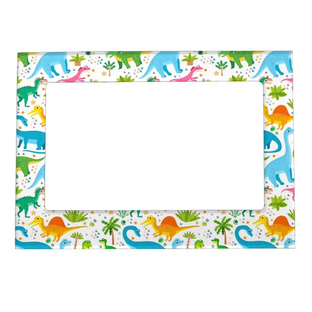 Colorful Dinosaur Seamless Pattern, Dinosaur Seaml Magnetic Frame (Front)
