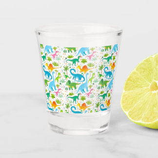Colorful Dinosaur Seamless Pattern, Dinosaur Seaml Shot Glass
