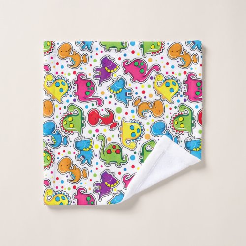 Colorful Dinosaur Seamless Pattern Dinosaur Seaml Wash Cloth