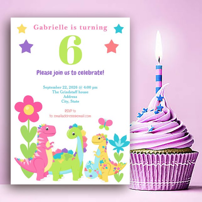 Colorful Dinosaur Sweet Birthday Invitation (Creator Uploaded)