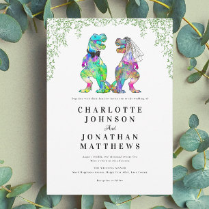 Colorful Dinosaur Theme Wedding Invitation