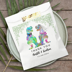 Colorful Dinosaur Themed Wedding Thank You Favor Bag