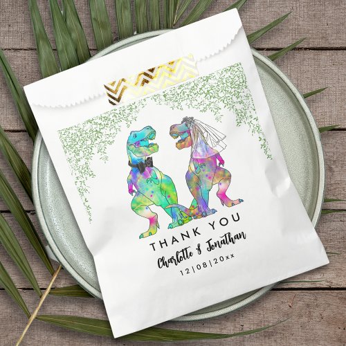 Colorful Dinosaur Themed Wedding Thank You Favor Bag