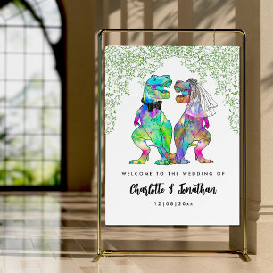 Colorful Dinosaur Themed Wedding Welcome Foam Board