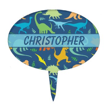 Colorful Dinosaur To Personalize Cake Topper by ironydesigns at Zazzle