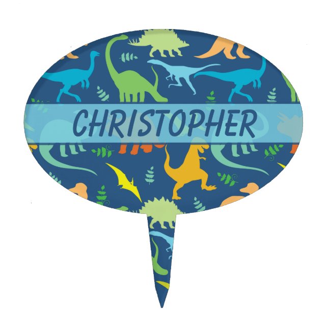Colorful Dinosaur to Personalize Cake Topper (Front)