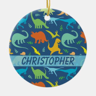 Colorful Dinosaur to Personalize Ceramic Ornament