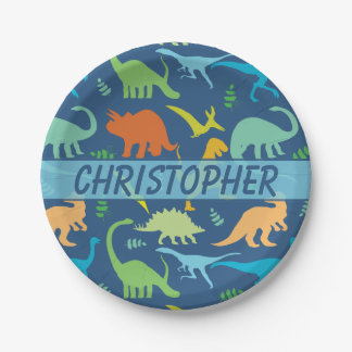 Colorful Dinosaur to Personalize Paper Plates