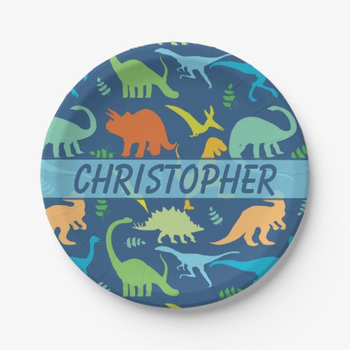Colorful Dinosaur to Personalize Paper Plates
