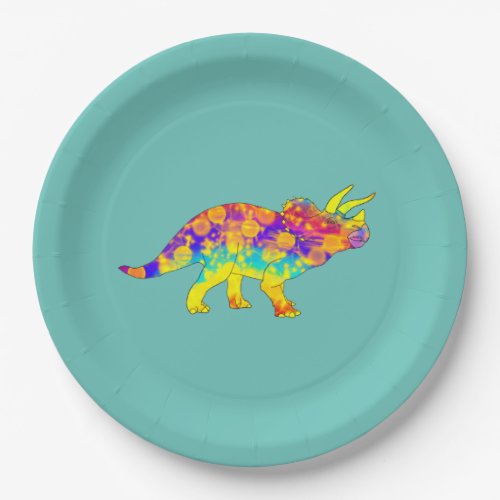 Colorful dinosaur triceratops  paper plates