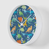 Colorful Dinosaur With Numbers Wall Clock (Angle)