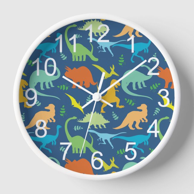 Colorful Dinosaur With Numbers Wall Clock (Front)