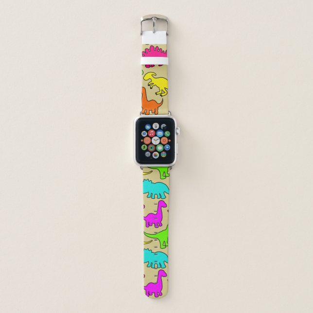 Colorful Dinosaurs Apple Watch Band (Front)
