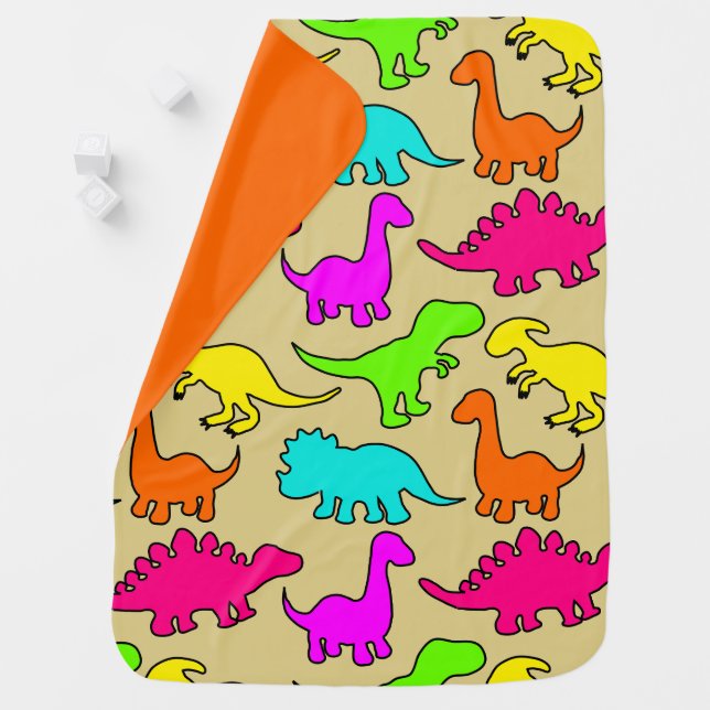 Colorful Dinosaurs Baby Blanket (In Situ)