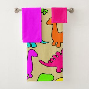 Colorful Dinosaurs Bath Towel Set