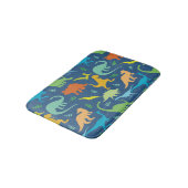 Colorful Dinosaurs Bathroom Mat (Angled)