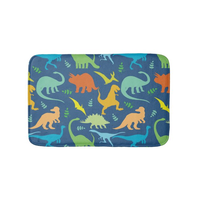 Colorful Dinosaurs Bathroom Mat (Front)